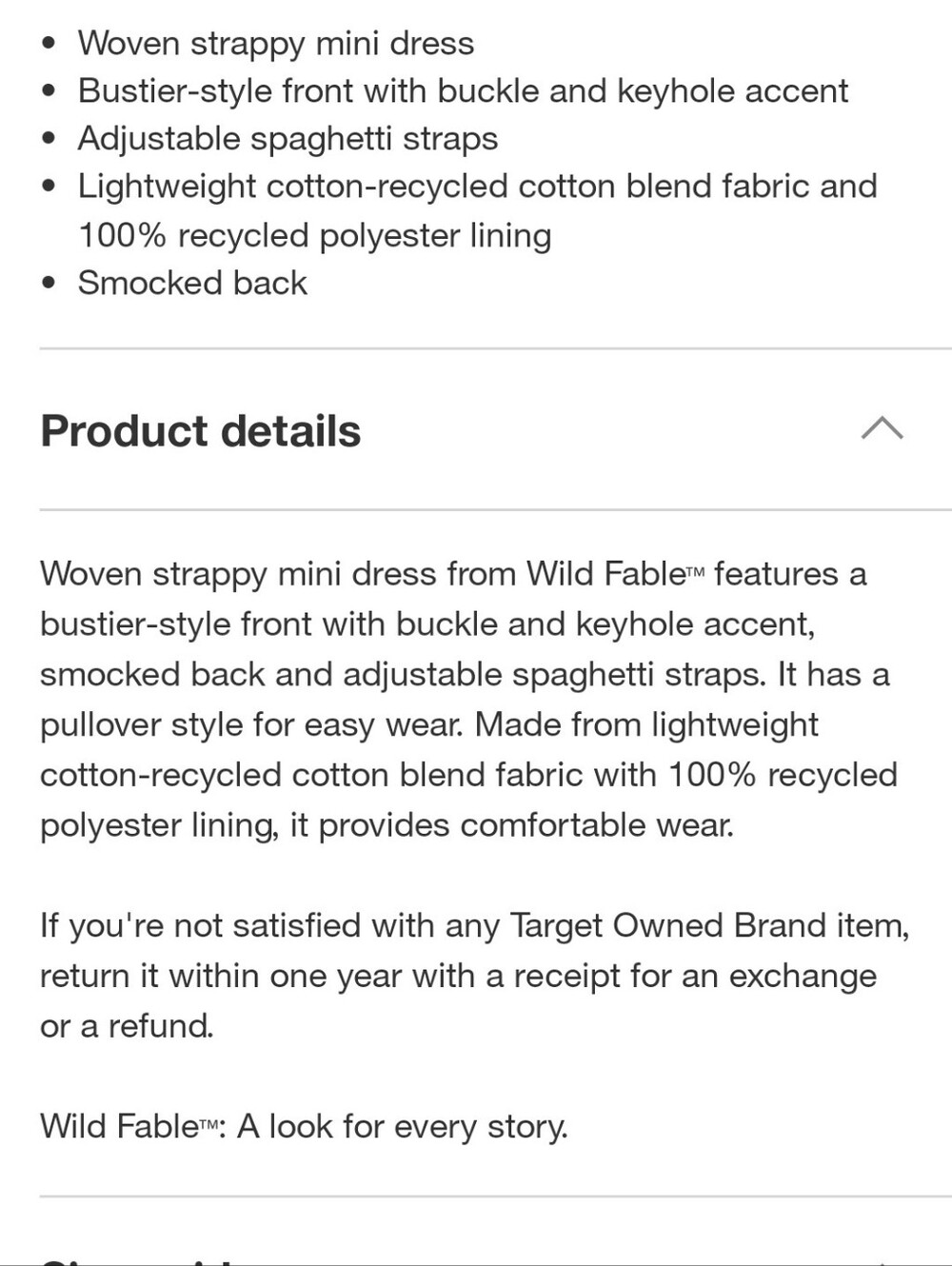 NWT Wild Fable Buckle Front Woven Mini Dress- Medium - Picture 4 of 9